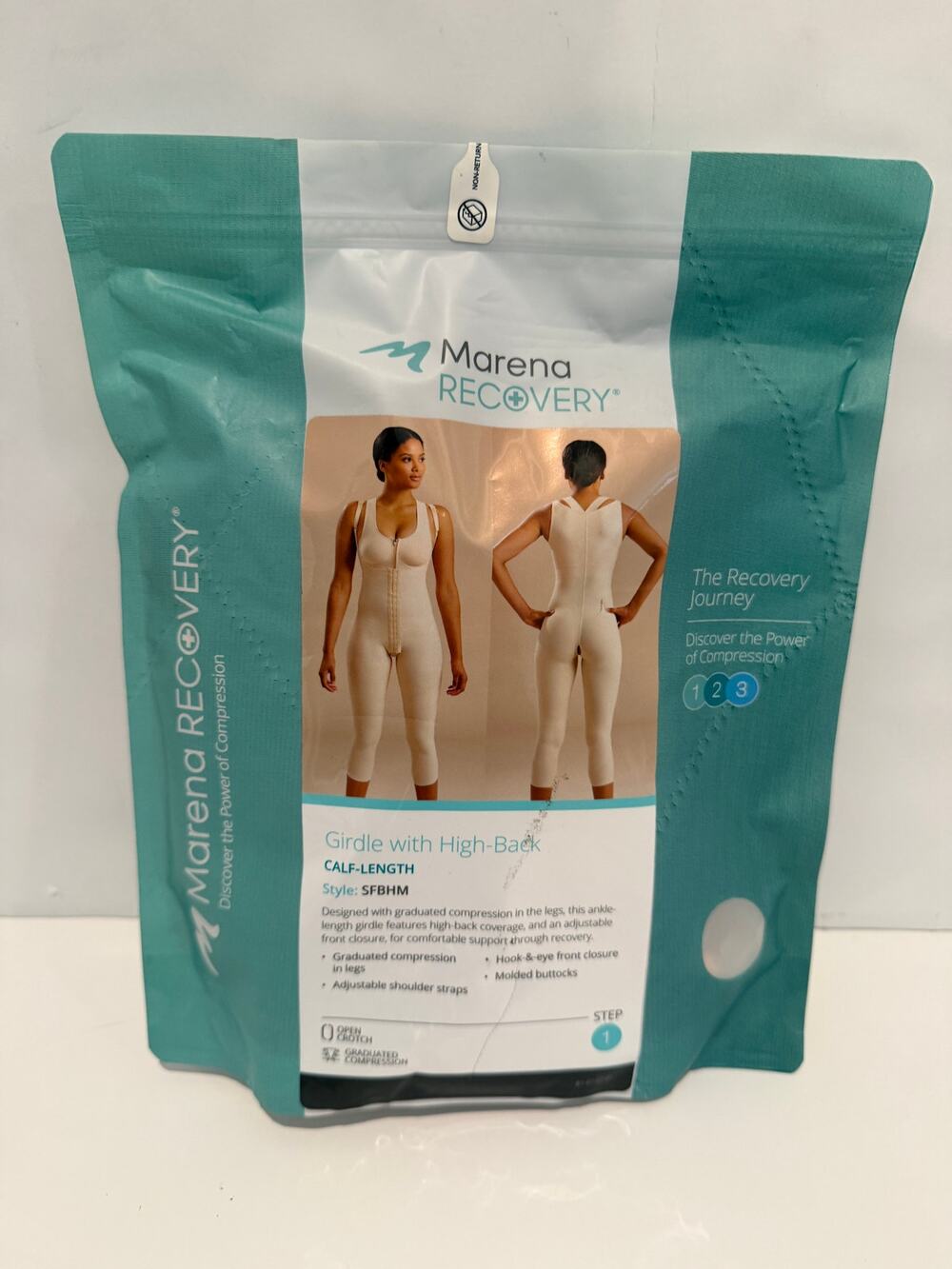 Marena Recovery Compression Girdle with High Back Calf Length SFBHM LARGE Beige